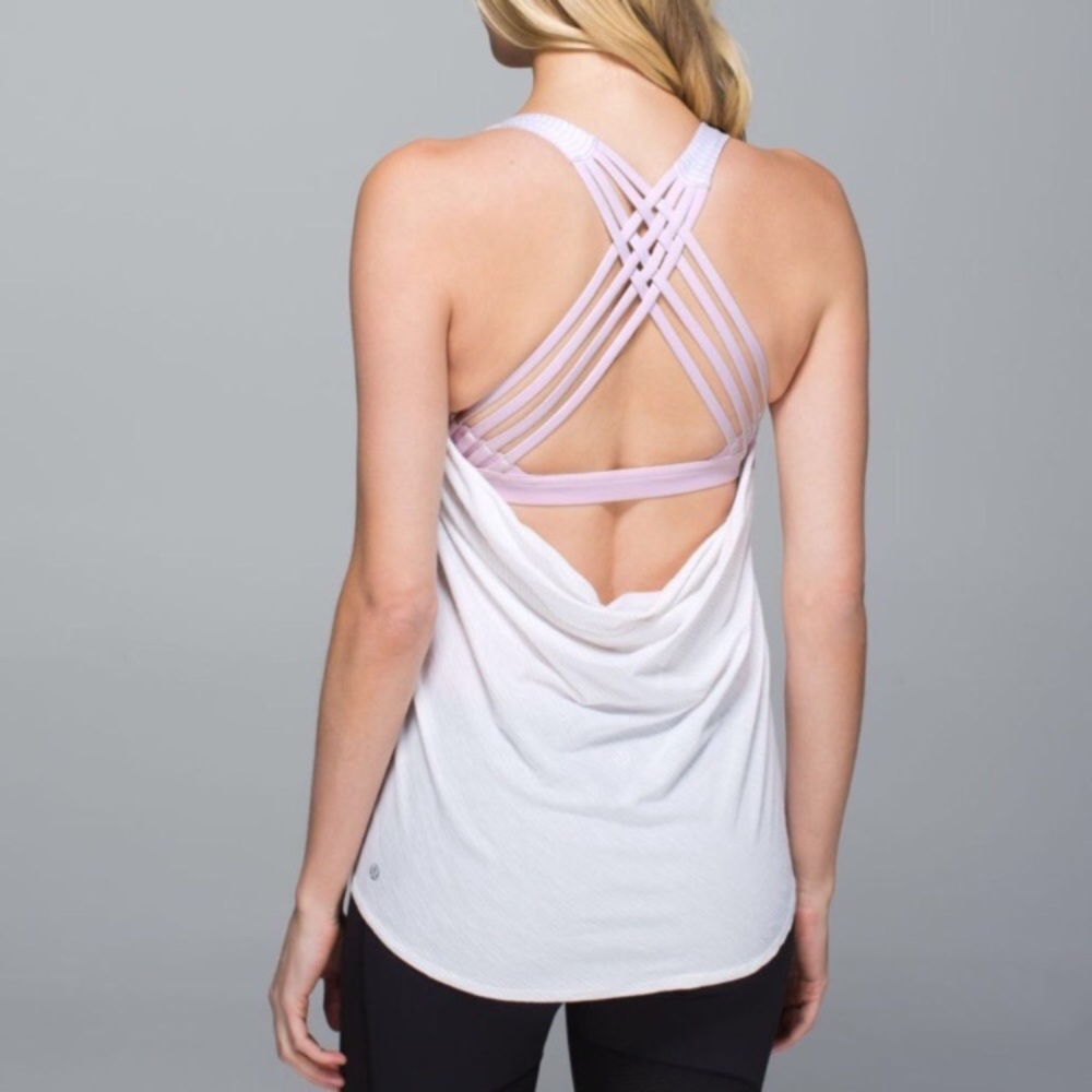 NWOT white and pink lululemon born to be free top!